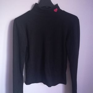Miss Suzy black turtle neck heart top